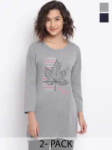 Duchess 2 Pcs Printed Drop-Shoulder Lounge T-shirts