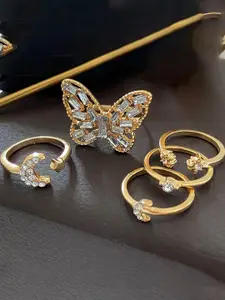 Jewels Galaxy Set Of 5 Gold-Plated Stackable Finger Ring