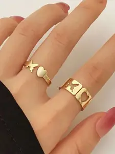 Jewels Galaxy Set Of 2 Gold-Plated Finger Ring