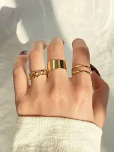 Jewels Galaxy Set Of 3 Gold-Plated Finger Rings
