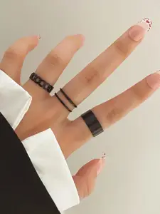 Jewels Galaxy Set of 3 Silver-plated Adjustable Finger Ring