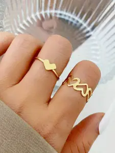 Jewels Galaxy Set Of 2 Gold-Plated Finger Rings