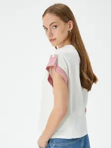 Koton Women Round Neck Solid Pure Cotton Top