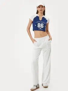 Koton Women Typography Printed Round Neck Crop Top