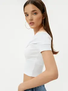 Koton Women Off Shoulder Twisted Bardot Crop Top