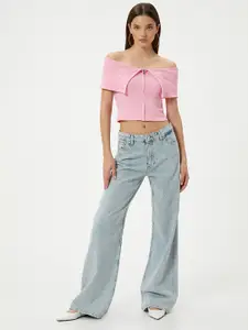 Koton Women Solid Bardot Crop Top