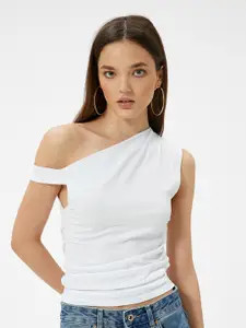 Koton Women One-Shoulder Ruched Crop Top