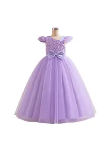 StyleCast x Revolte Embellished Sequined Cap Sleeves Gown Dress