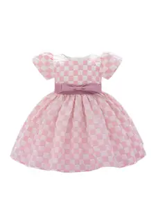 StyleCast x Revolte Checked Puff Sleeve Balloon Dress