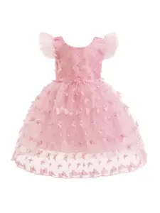 StyleCast x Revolte Floral Flutter Sleeve Applique Fit & Flare Dress