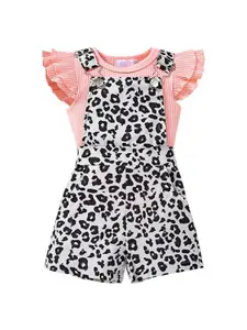 StyleCast x Revolte Girls Printed Dungaree With T-shirt