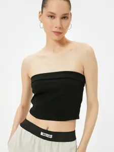 Koton Strapless Solid Tube Crop Top