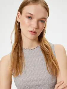 Koton Solid Round Neck Sleeveless Top