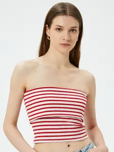 Koton Striped Strapless Crop Tube Top