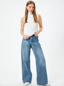 Koton Solid Knits High Neck Sleeveless Top