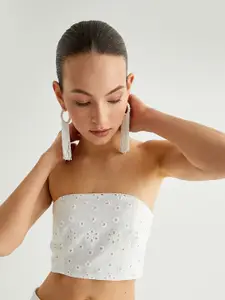 Koton Solid Schiffli Cotton Tube Crop Top