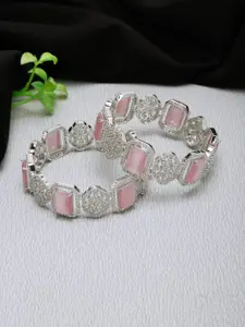 Anouk Set Of 2 Silver-Plated & AD-Studded Bangles