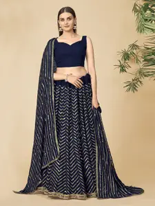 Fusionic Sequinned Semi-Stitched Lehenga & Unstitched Blouse With Dupatta