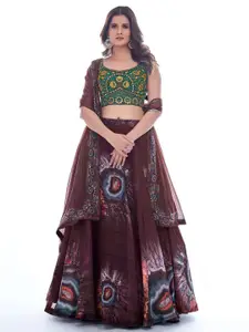Fusionic Embroidered Mirror Work Semi-Stitched Lehenga & Unstitched Blouse With Dupatta