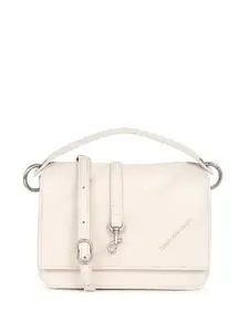 Calvin Klein Women Solid Textured PU Structured Satchel