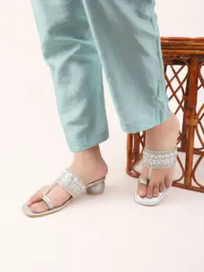 JM Looks Embellished Open Toe Party Block Sandals