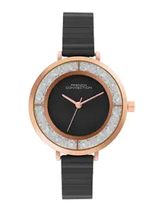 French Connection Women Embellished Dial & Stainless Steel Straps Analogue Watch FCN087BM