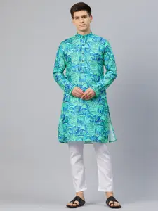 Luxrio Men Quirky Printed Mandarin Collar Kurta