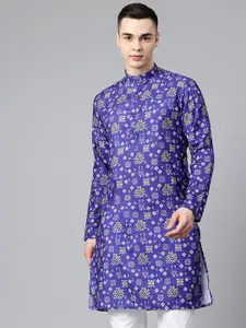 Luxrio Men Geometric Printed Mandarin Collar Kurta