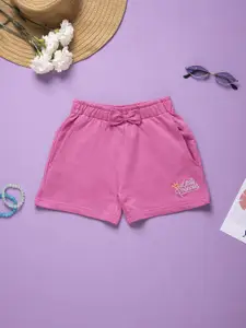 Purple United Kids Girls Mid-Rise Cotton Shorts