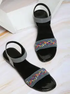 FABBMATE Textured Open Toe Comfort Heels