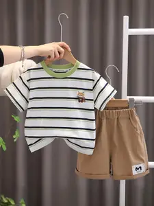 INCLUD Boys Striped T-shirt With Shorts