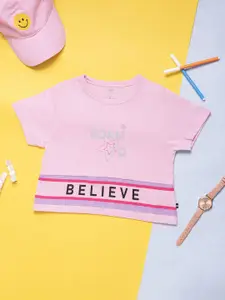 Purple United Kids Girls Printed Round neck T-shirt