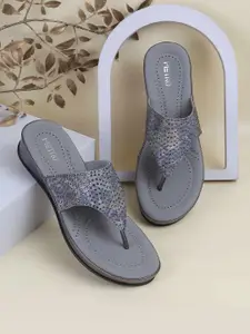 Metro Women Embellished T-Strap Flats