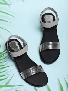 FABBMATE Women Striped Open Toe Flats