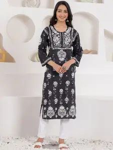 Chowkhat Floral Embroidered Chikankari Kurta