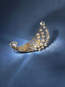 SOHI Gold-Plated Contemporary Artificial Stones Ear Cuff Earrings