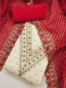 Panzora Geometric Embroidered Sequinned Unstitched Dress Material