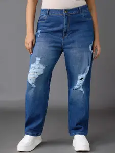 FREAKINS Women High-Rise Mildly Distressed Light Fade Stretchable Jeans