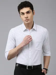 Arrow Pure Cotton Manhattan Slim Fit Grid Tattersall Checked Formal Shirt