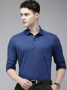 Arrow Self Design Manhattan Slim Fit Opaque Pure Cotton Formal Shirt