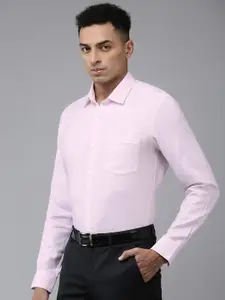 Arrow Pure Cotton Self Design Textured Manhattan Slim Fit Opaque Formal Shirt