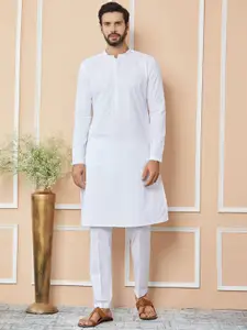 See Designs Mandarin Collar Long sleeves Thread Work Cotton Straight Kurta