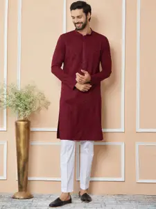 See Designs Ethnic Motifs Mandarin Collar Long Sleeves Straight Kurta