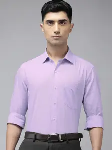 Arrow Self Design Manhattan Slim Fit Opaque Pure Cotton Formal Shirt