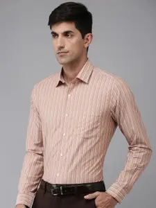 Arrow Pure Cotton Manhattan Slim Fit Opaque Striped Formal Shirt