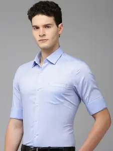 Arrow Self Design Manhattan Slim Fit Opaque Pure Cotton Formal Shirt