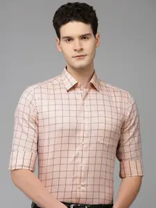 Arrow Pure Cotton Manhattan Slim Fit Windowpane Checked Textured EasyPress Formal Shirt