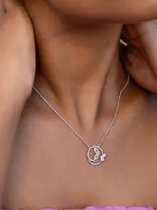 SHAYA 925 Silver Rhodium Plated Cubic Zirconia Studed Necklace