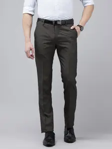 Arrow Men Original Tailored Fit Self Design Textured Formal Trousers