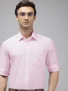 Arrow Self Design Manhattan Slim Fit Opaque Pure Cotton Formal Shirt